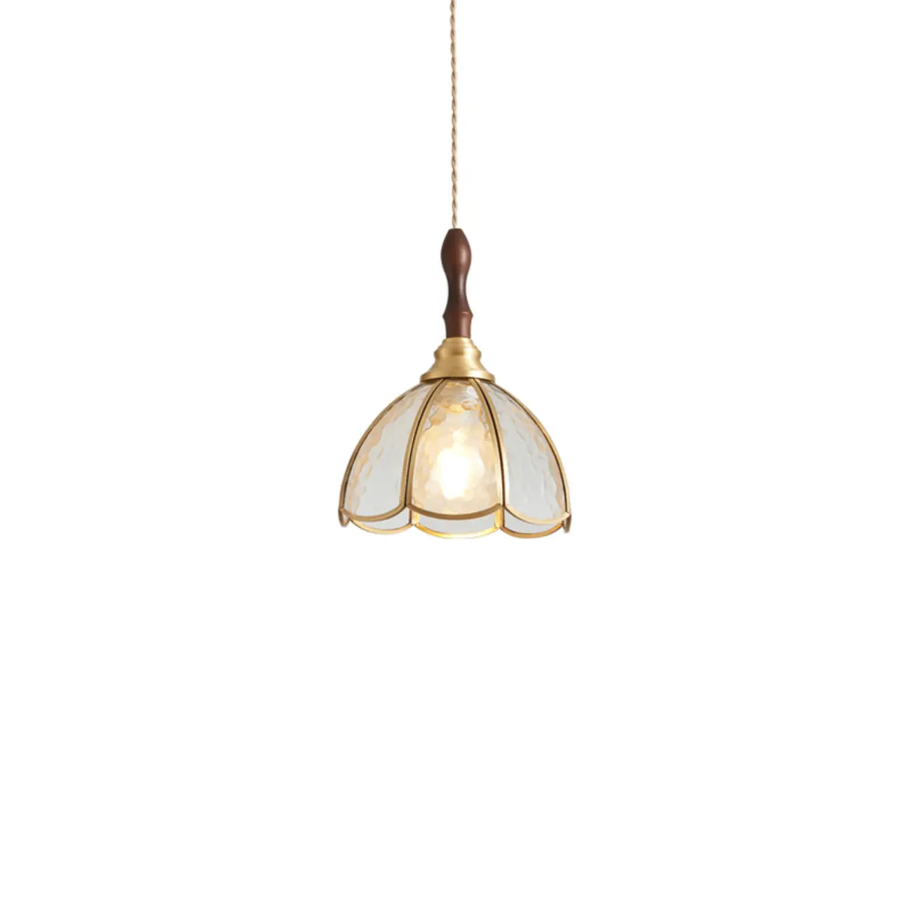 3-Light Glass Brass Floral Dining Pendant Light