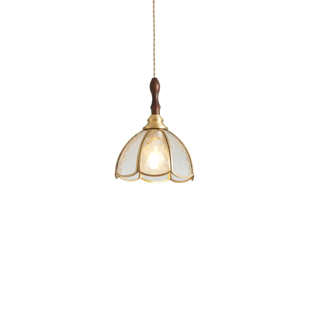 3-Light Glass Brass Floral Dining Pendant Light