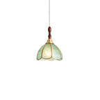 3-Light Glass Brass Floral Dining Pendant Light