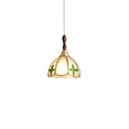 3-Light Glass Brass Floral Dining Pendant Light