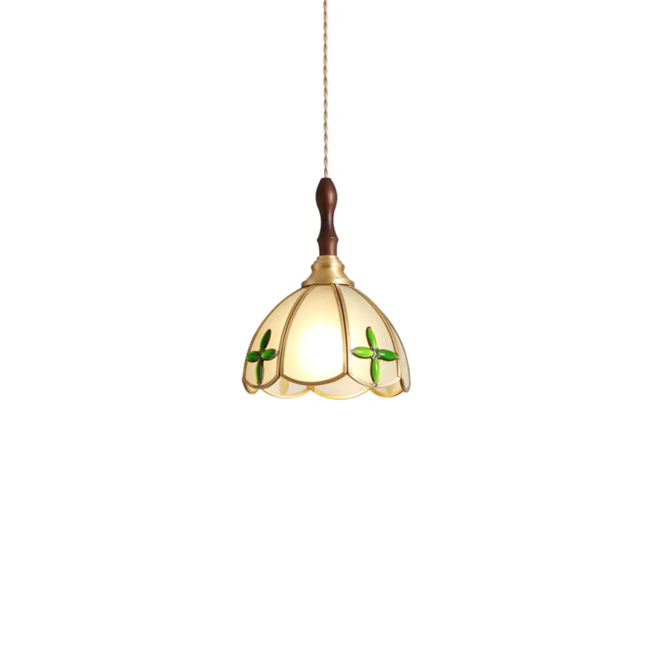 3-Light Glass Brass Floral Dining Pendant Light
