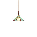 3-Light Glass Brass Floral Dining Pendant Light