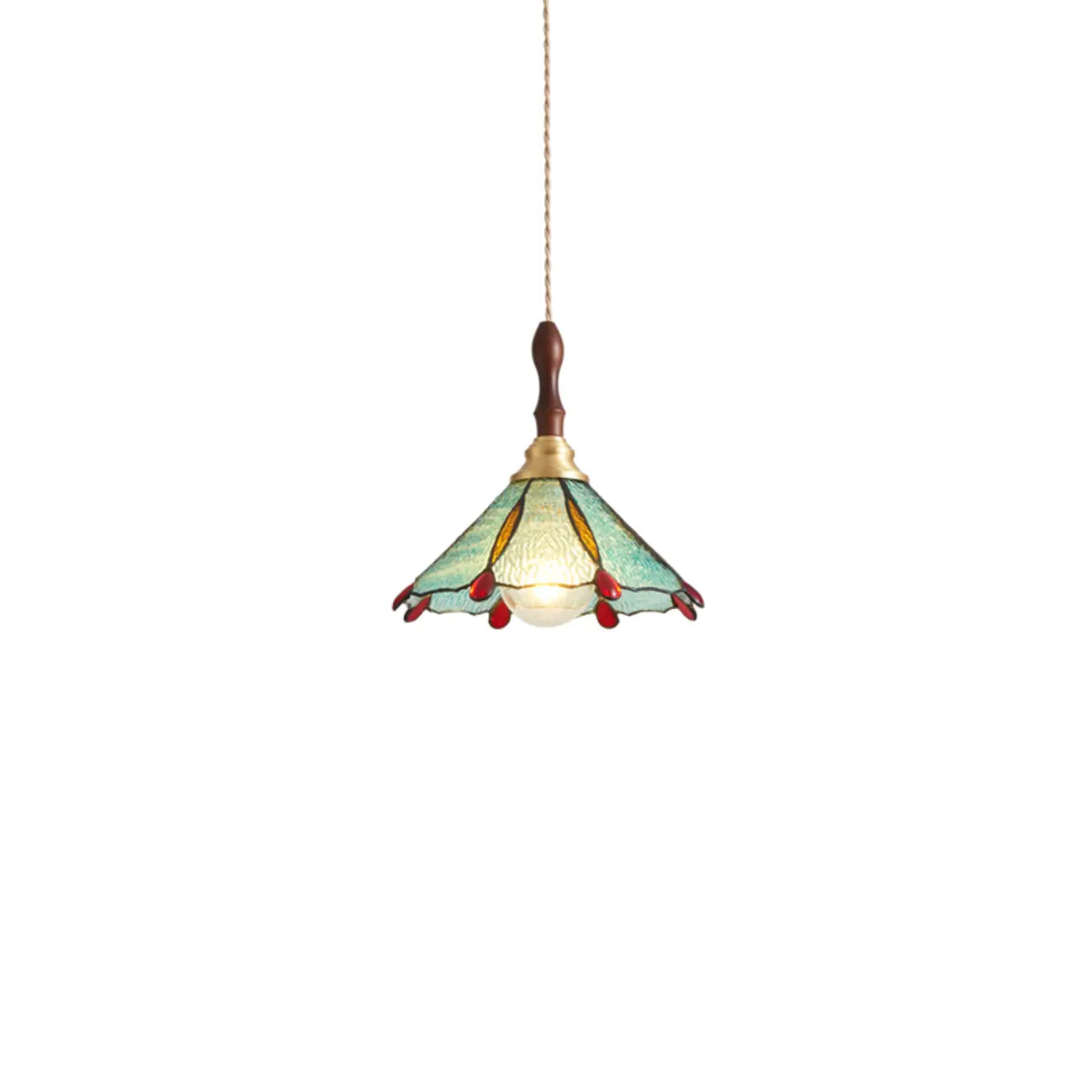 3-Light Glass Brass Floral Dining Pendant Light