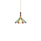 3-Light Glass Brass Floral Dining Pendant Light