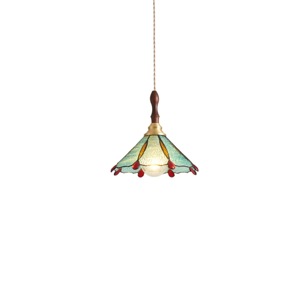 3-Light Glass Brass Floral Dining Pendant Light