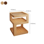 Cubic Glass Top Rubberwood Open Storage Nightstand with Light