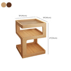 Cubic Glass Top Rubberwood Open Storage Nightstand with Light