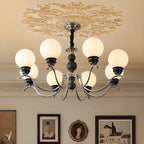 Classic Black Metal Modern Globe Glass Chandelier