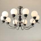 Classic Black Metal Modern Globe Glass Chandelier