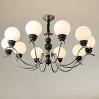 Classic Black Metal Modern Globe Glass Chandelier