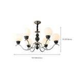 Classic Black Metal Modern Globe Glass Chandelier