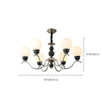Classic Black Metal Modern Globe Glass Chandelier