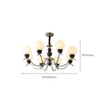Classic Black Metal Modern Globe Glass Chandelier