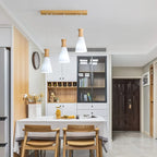 Cone Shade Wooden Kitchen Island Pendant Light Adjustable