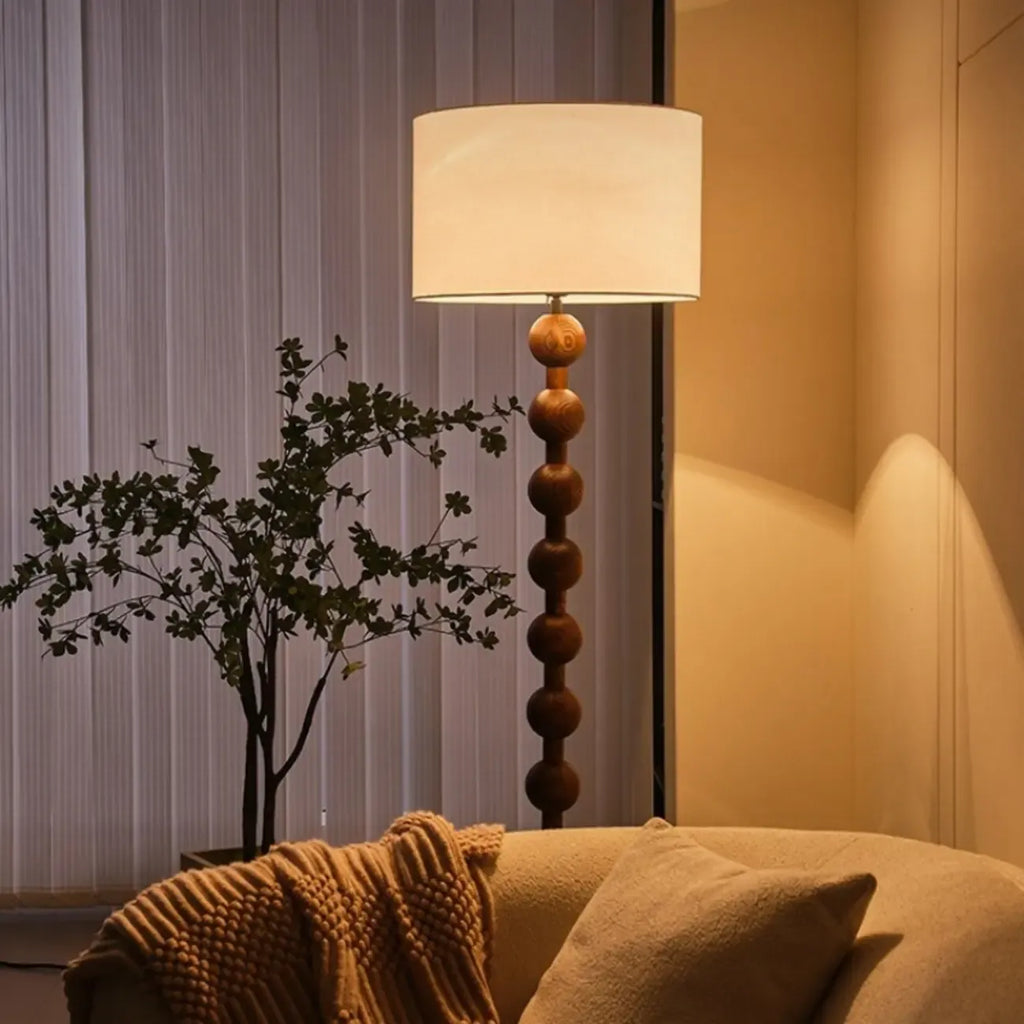 63 Modern Wood Frame Floor Lamp Plug-In for Living Room