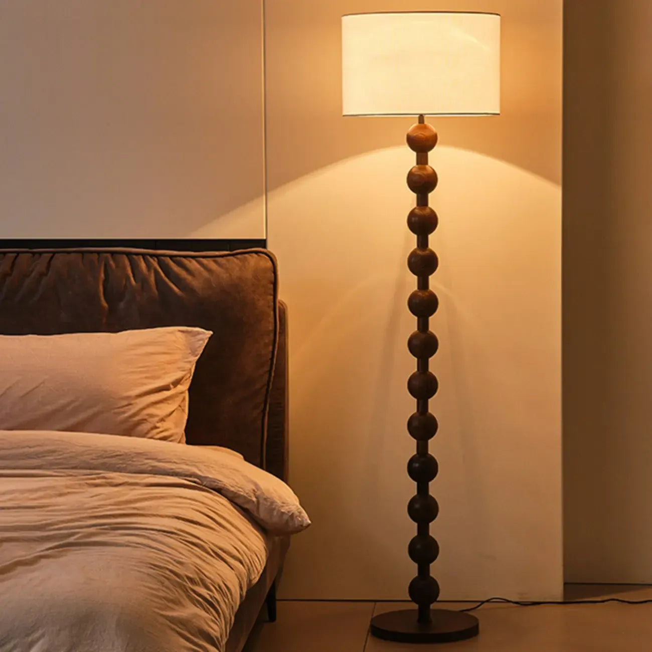 63 Modern Wood Frame Floor Lamp Plug-In for Living Room