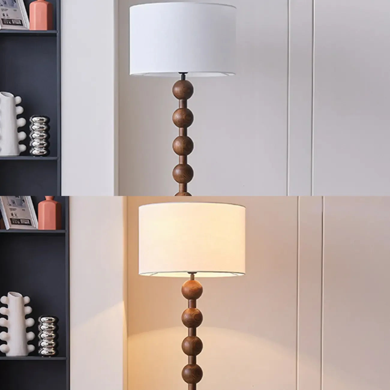 63 Modern Wood Frame Floor Lamp Plug-In for Living Room