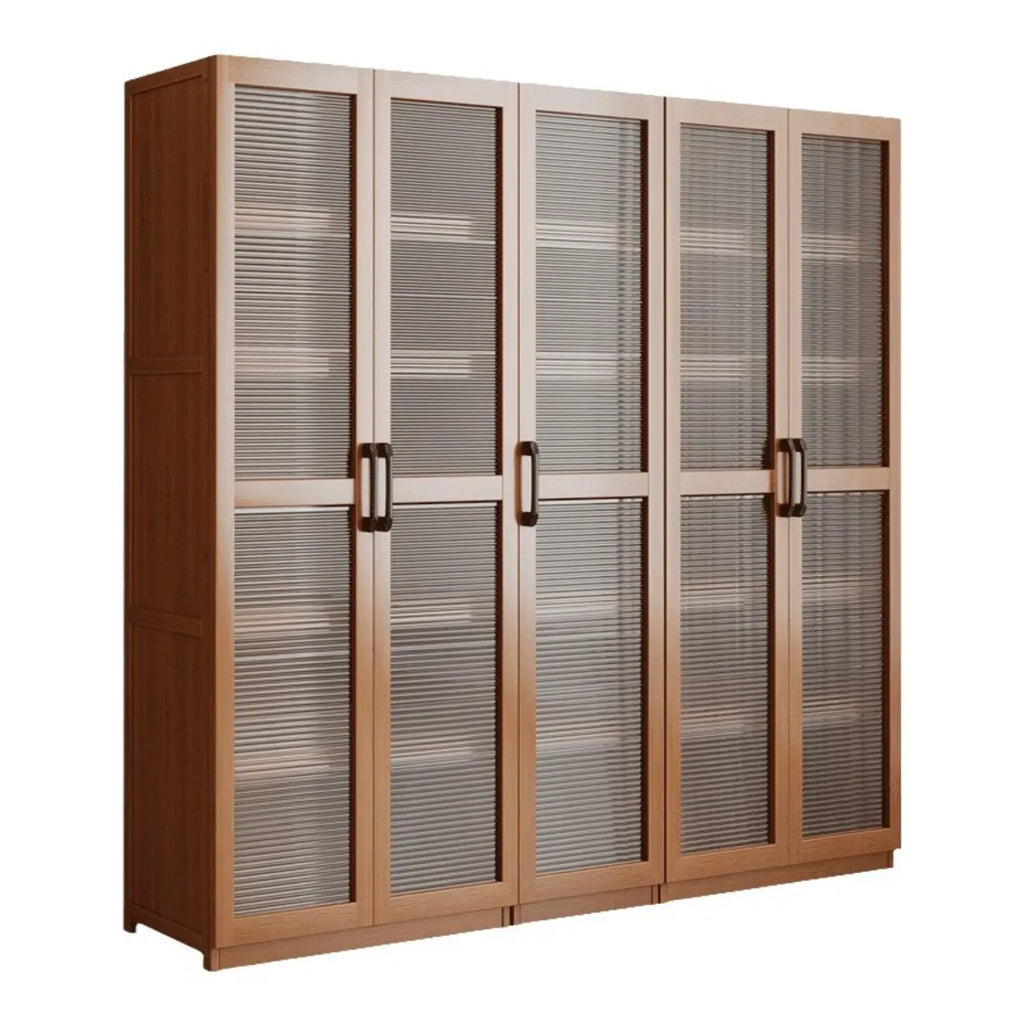 Classic 6-Tier Premium Wood Glass Door Wide Bookcase