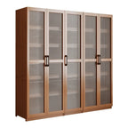 Classic 6-Tier Premium Wood Glass Door Wide Bookcase