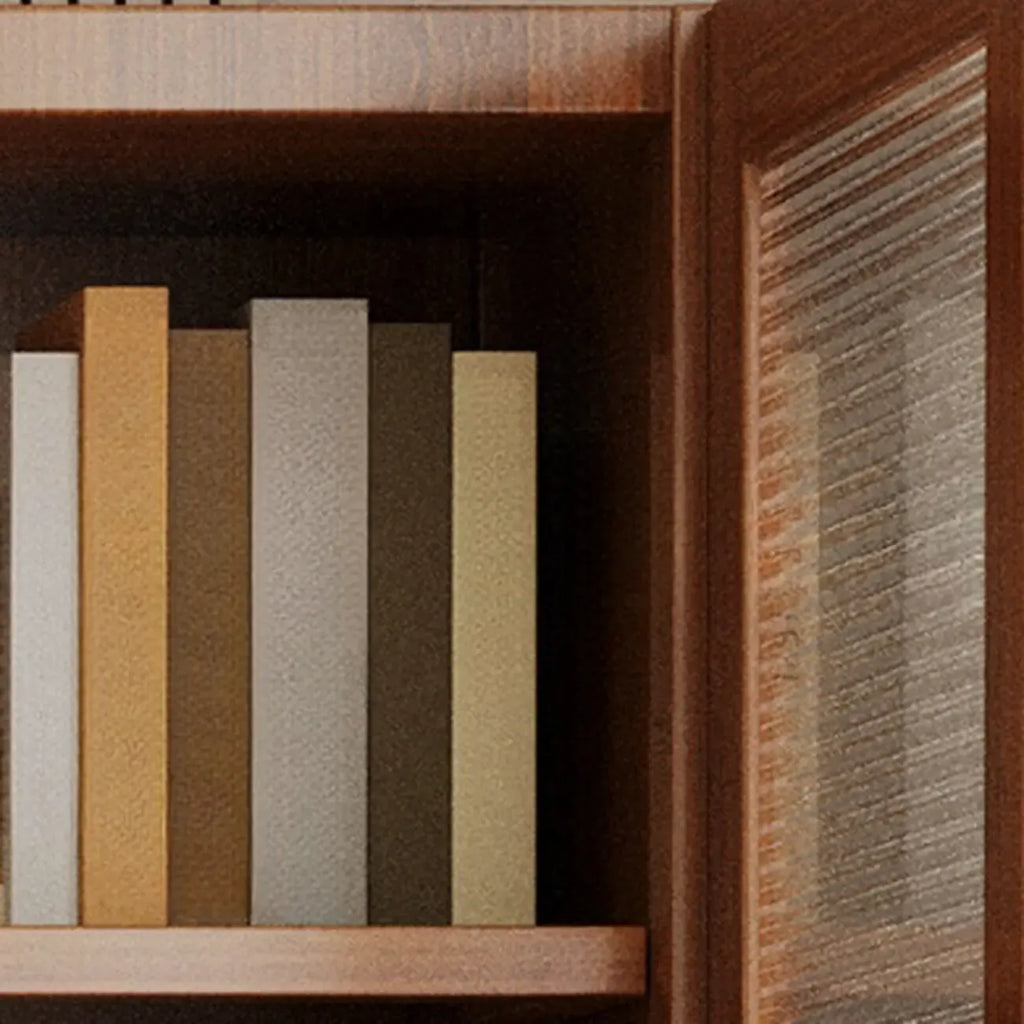 Classic 6-Tier Premium Wood Glass Door Wide Bookcase