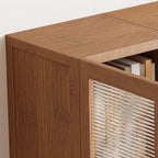 Classic 6-Tier Premium Wood Glass Door Wide Bookcase