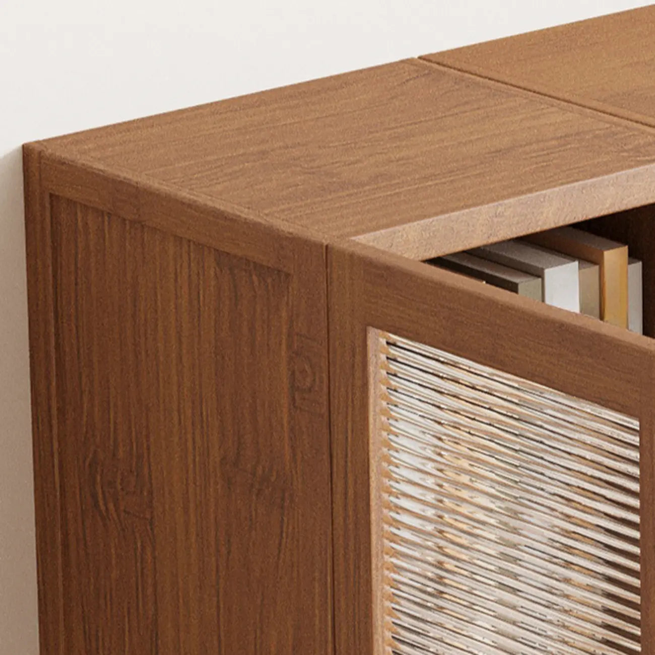 Classic 6-Tier Premium Wood Glass Door Wide Bookcase