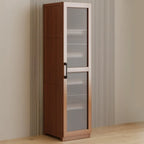 Classic 6-Tier Premium Wood Glass Door Wide Bookcase