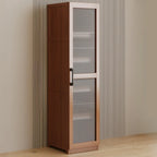 Classic 6-Tier Premium Wood Glass Door Wide Bookcase