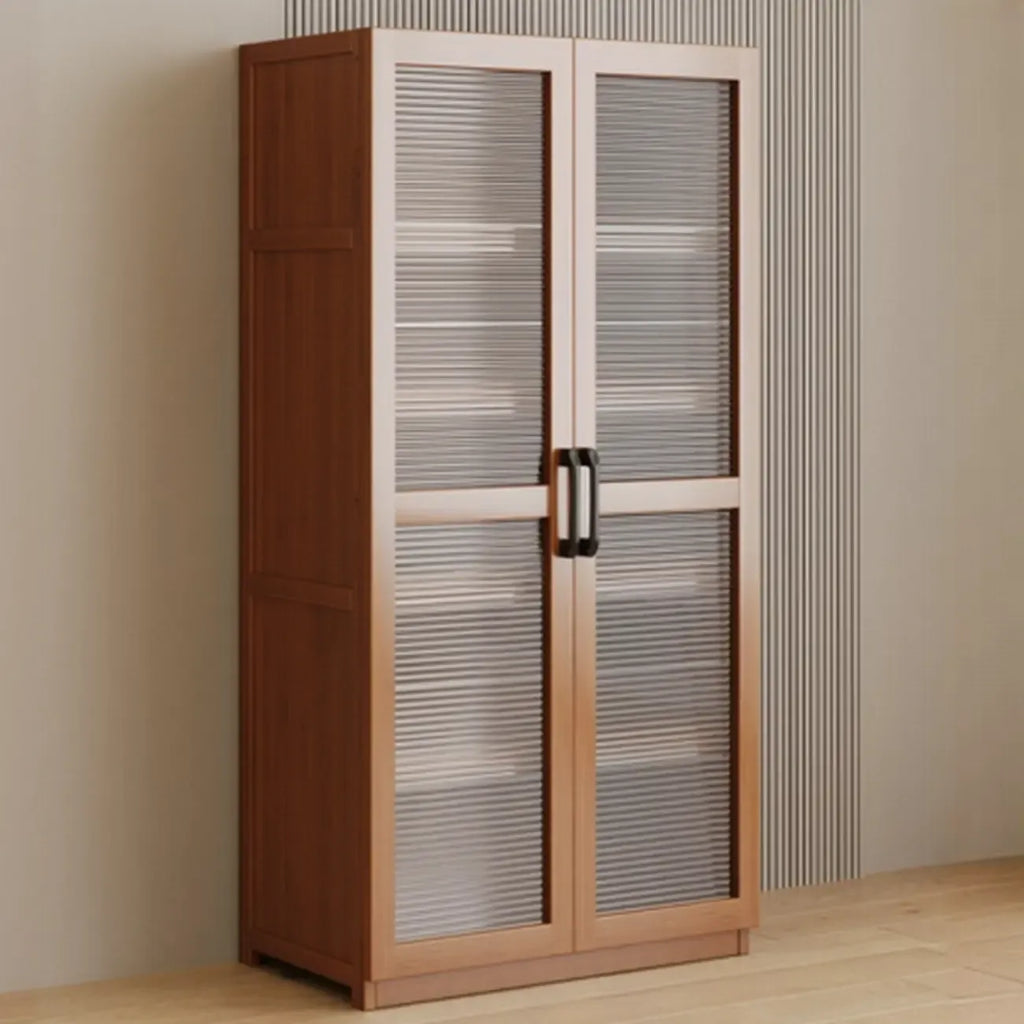 Classic 6-Tier Premium Wood Glass Door Wide Bookcase