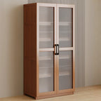 Classic 6-Tier Premium Wood Glass Door Wide Bookcase