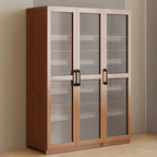 Classic 6-Tier Premium Wood Glass Door Wide Bookcase