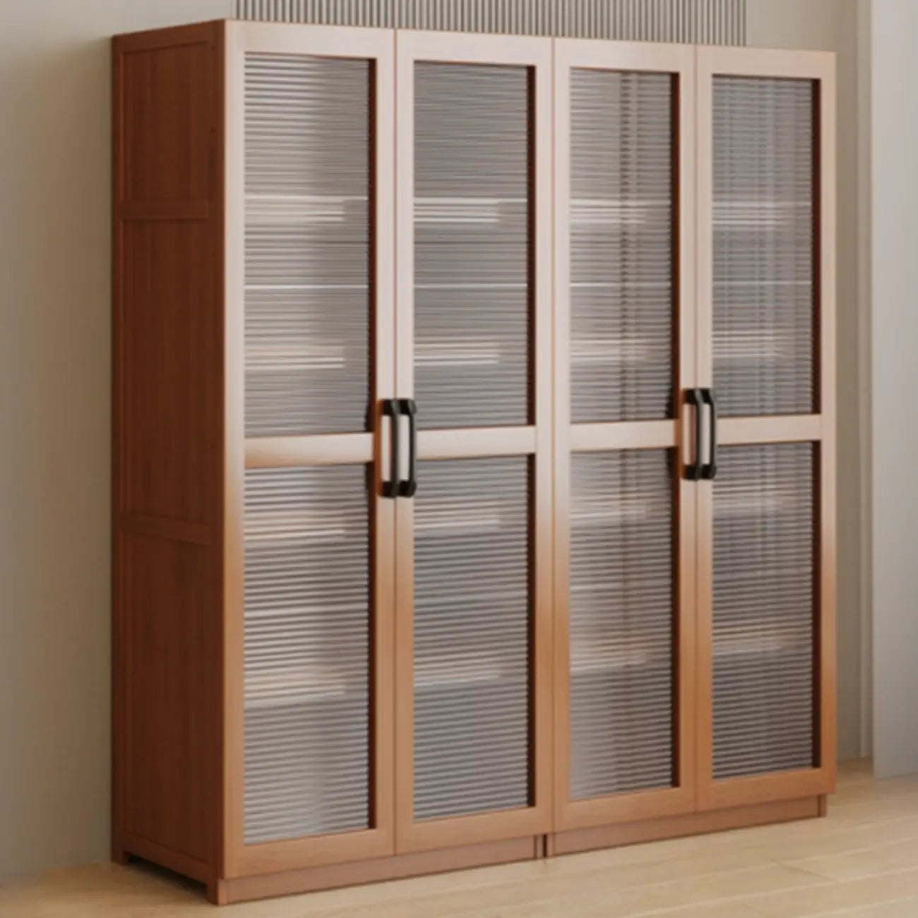 Classic 6-Tier Premium Wood Glass Door Wide Bookcase