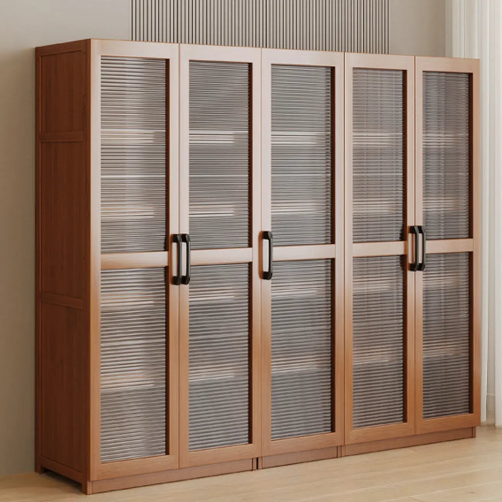 Classic 6-Tier Premium Wood Glass Door Wide Bookcase