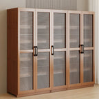 Classic 6-Tier Premium Wood Glass Door Wide Bookcase