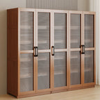 Classic 6-Tier Premium Wood Glass Door Wide Bookcase