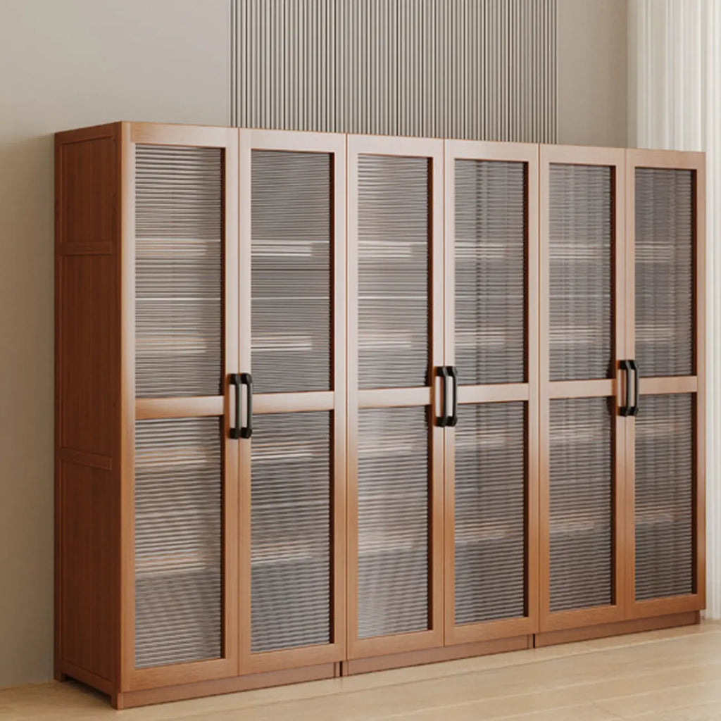 Classic 6-Tier Premium Wood Glass Door Wide Bookcase