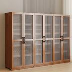 Classic 6-Tier Premium Wood Glass Door Wide Bookcase