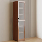 Classic 6-Tier Premium Wood Glass Door Wide Bookcase