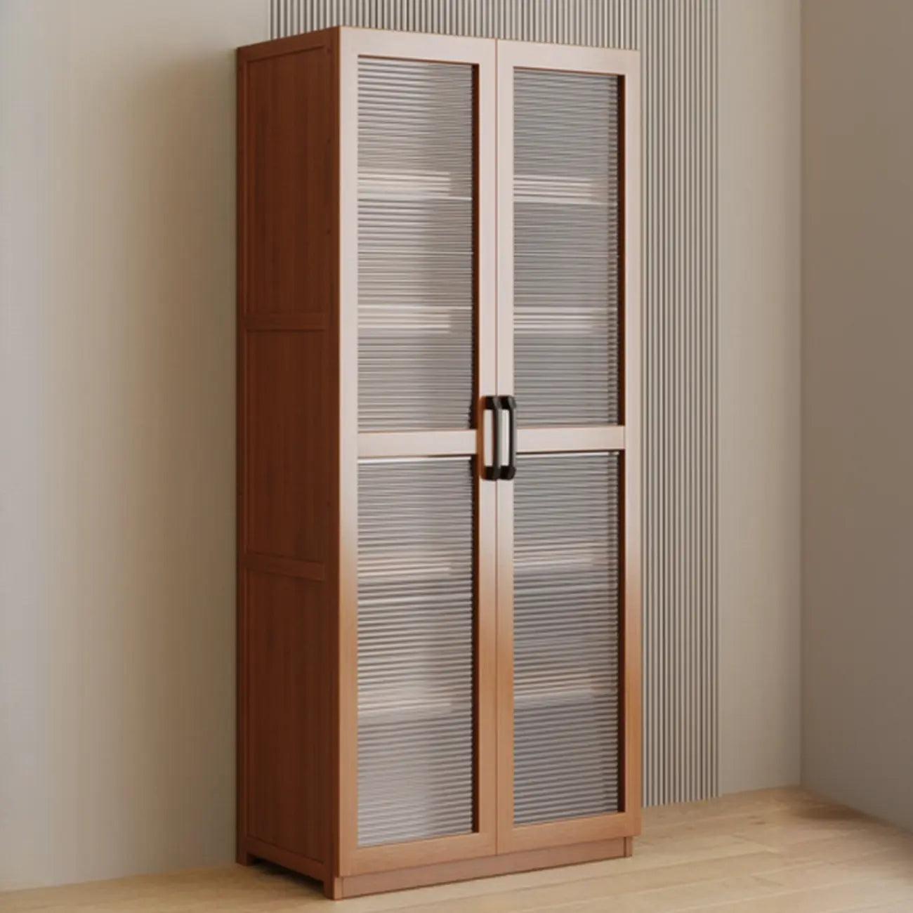 Classic 6-Tier Premium Wood Glass Door Wide Bookcase