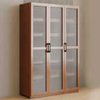 Classic 6-Tier Premium Wood Glass Door Wide Bookcase