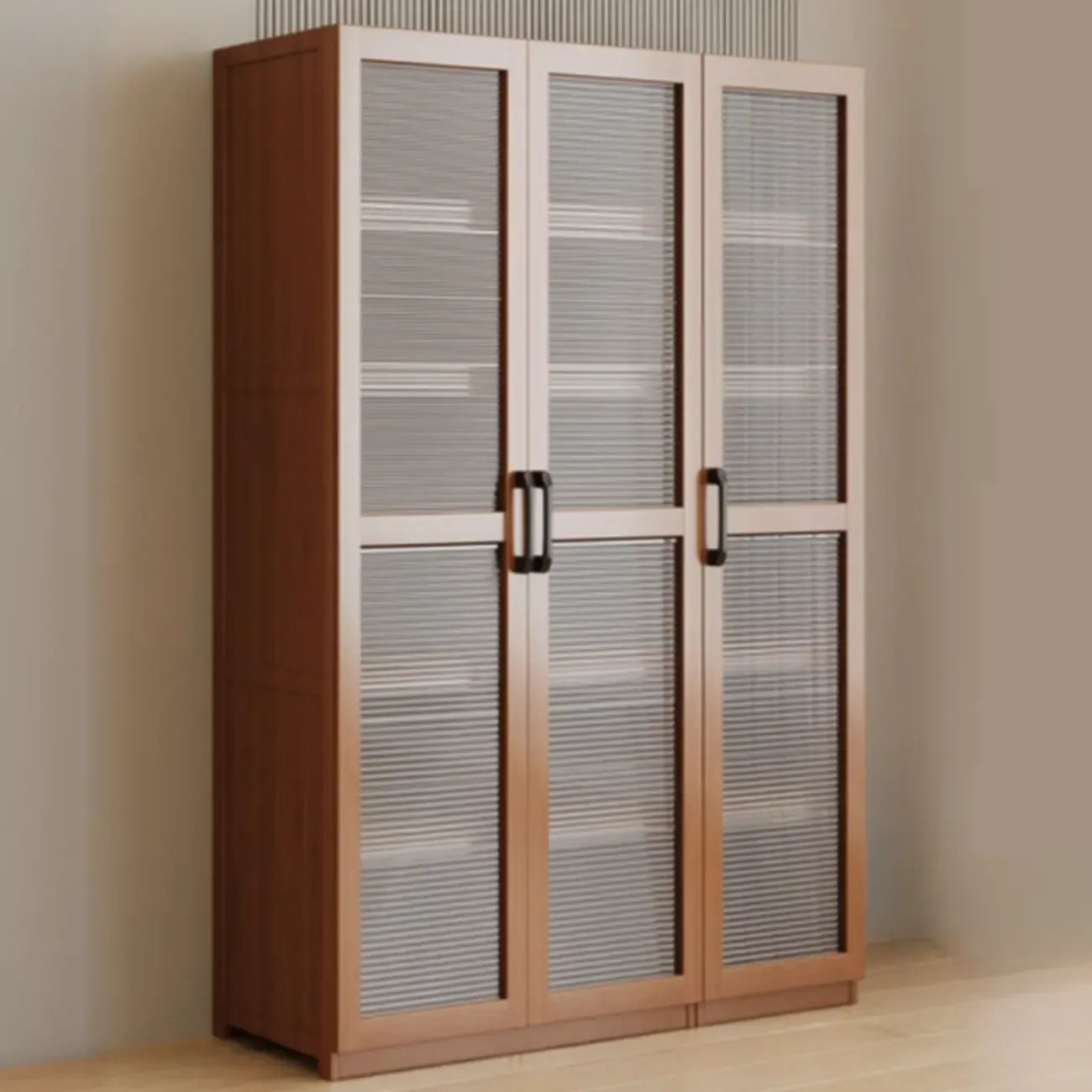 Classic 6-Tier Premium Wood Glass Door Wide Bookcase