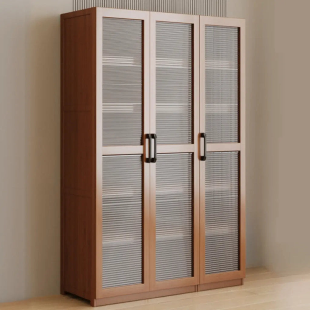 Classic 6-Tier Premium Wood Glass Door Wide Bookcase
