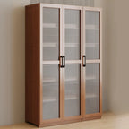 Classic 6-Tier Premium Wood Glass Door Wide Bookcase
