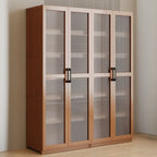 Classic 6-Tier Premium Wood Glass Door Wide Bookcase