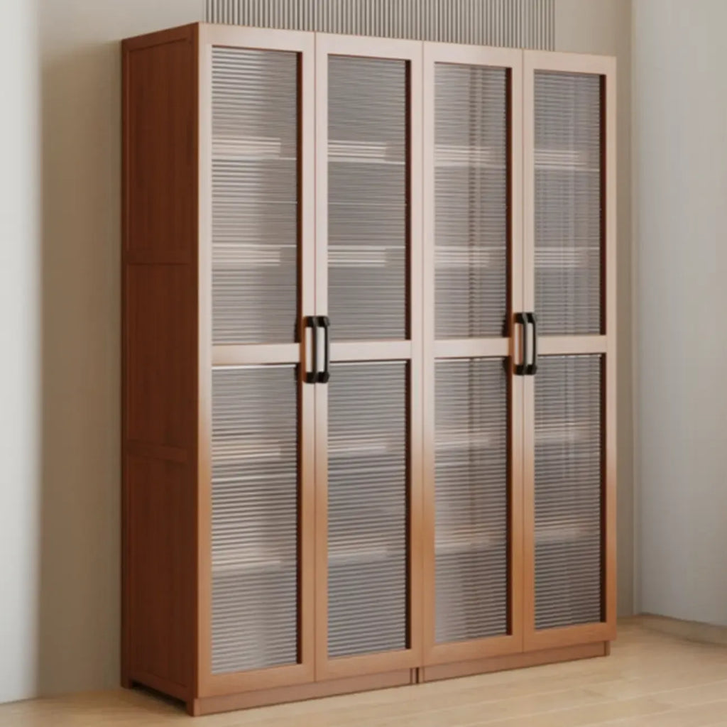 Classic 6-Tier Premium Wood Glass Door Wide Bookcase