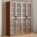 Classic 6-Tier Premium Wood Glass Door Wide Bookcase