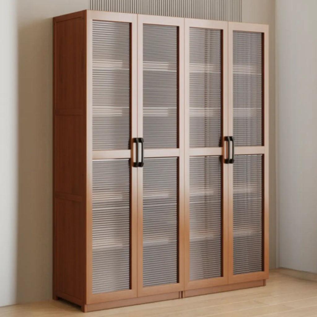 Classic 6-Tier Premium Wood Glass Door Wide Bookcase