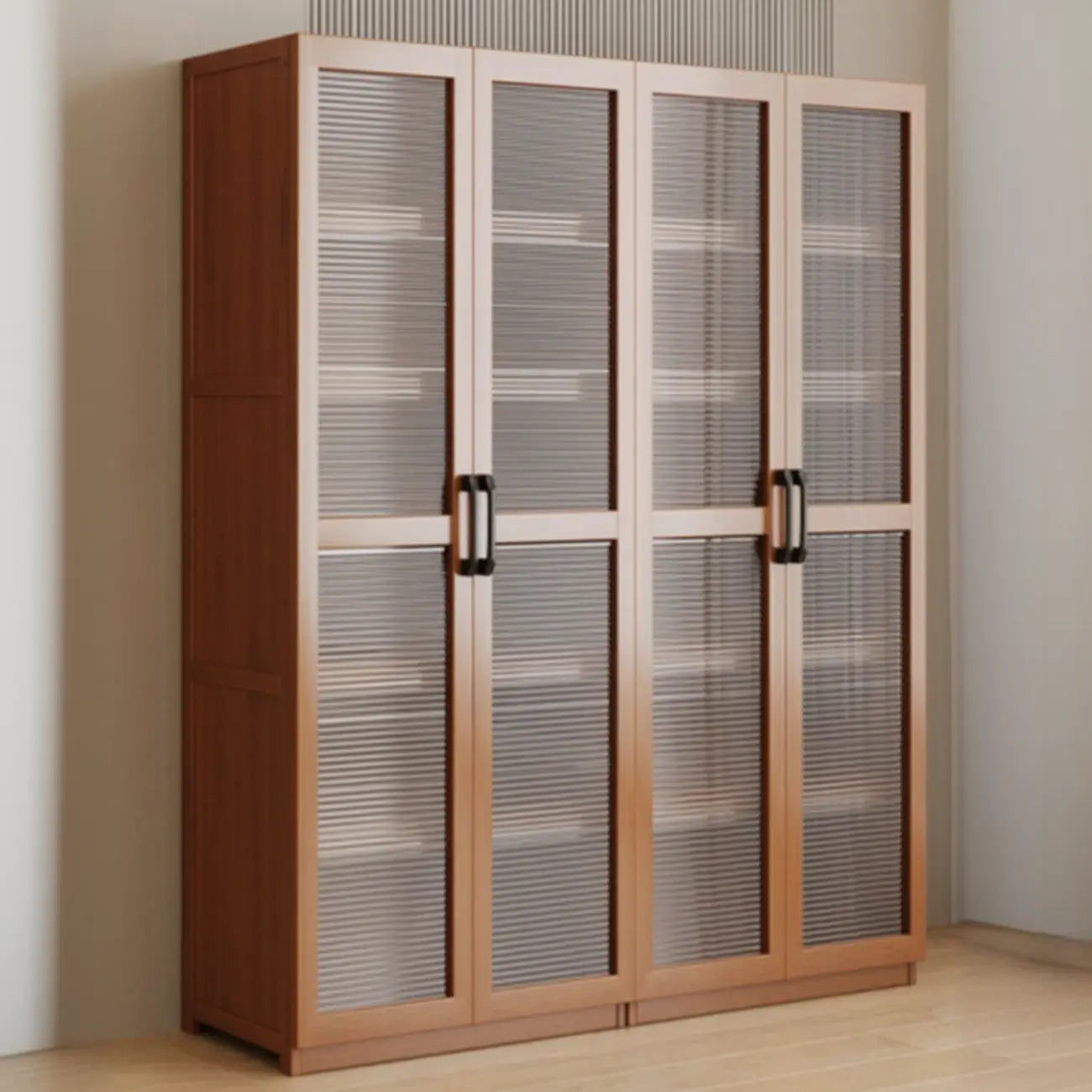 Classic 6-Tier Premium Wood Glass Door Wide Bookcase