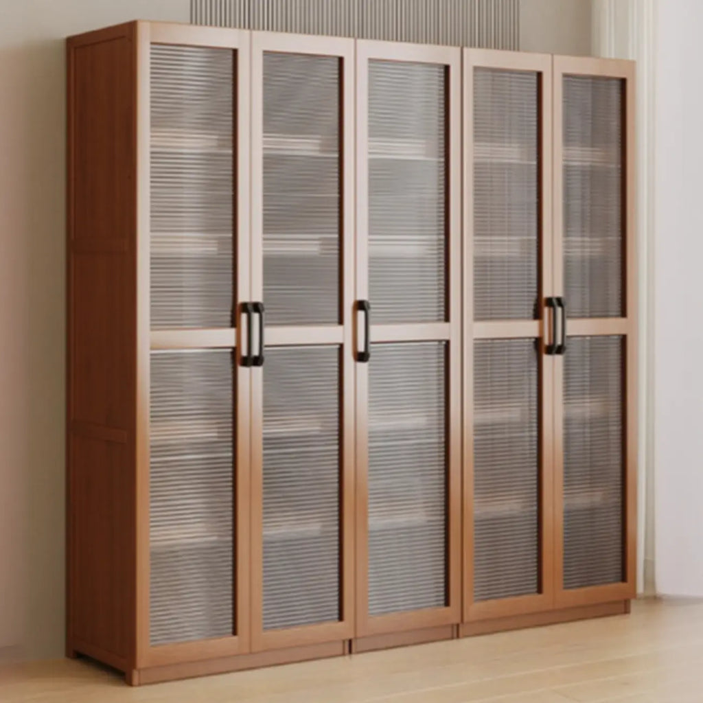 Classic 6-Tier Premium Wood Glass Door Wide Bookcase