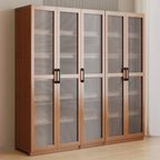 Classic 6-Tier Premium Wood Glass Door Wide Bookcase